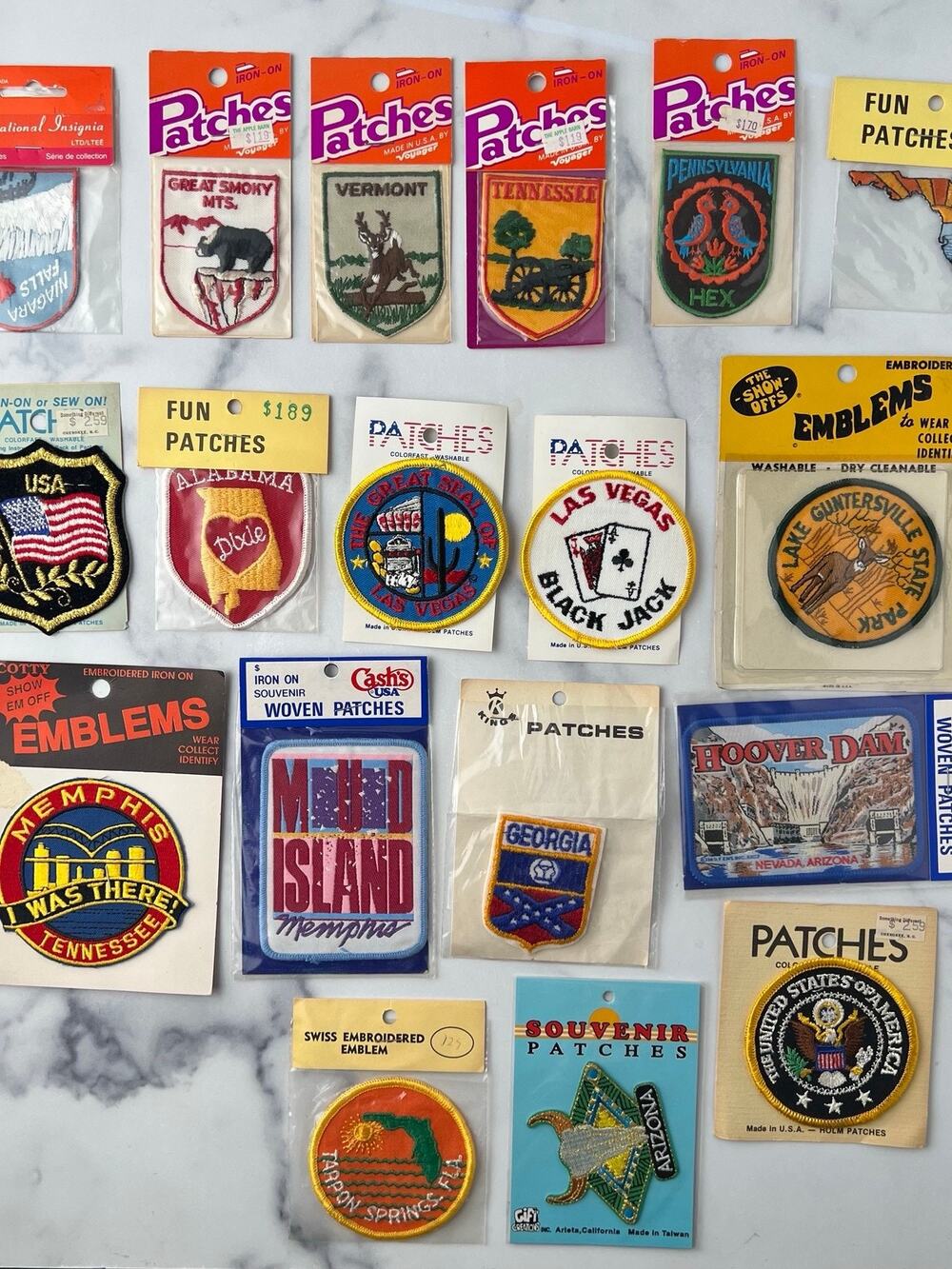 Vintage Retro Patch Novelty State Travel Collection of 18, New In Packaging